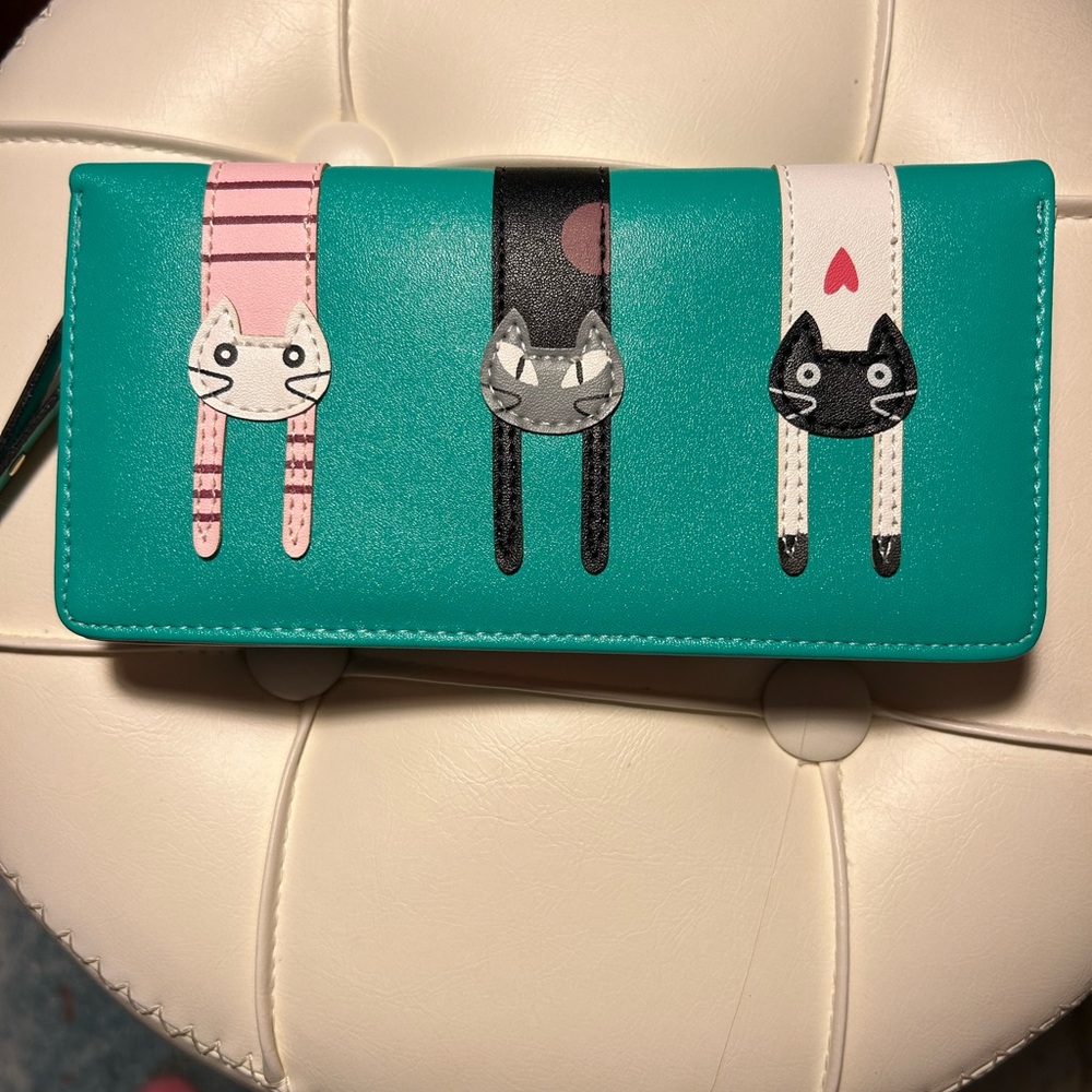Teal Cat-Themed Wallet- THIS ITEM IS AVAILABLE FOR SALE